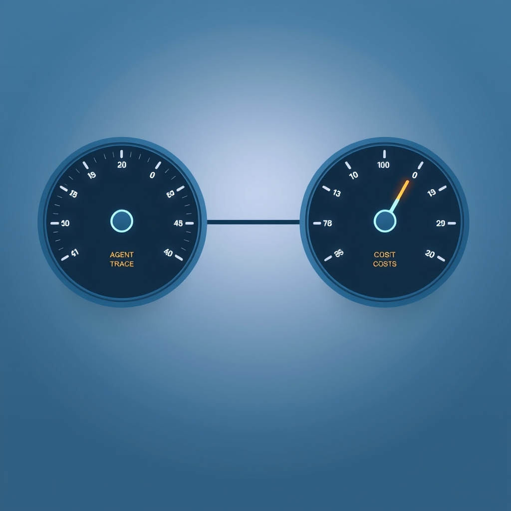 Two agent trace pipelines diverging into contrasting cost meters