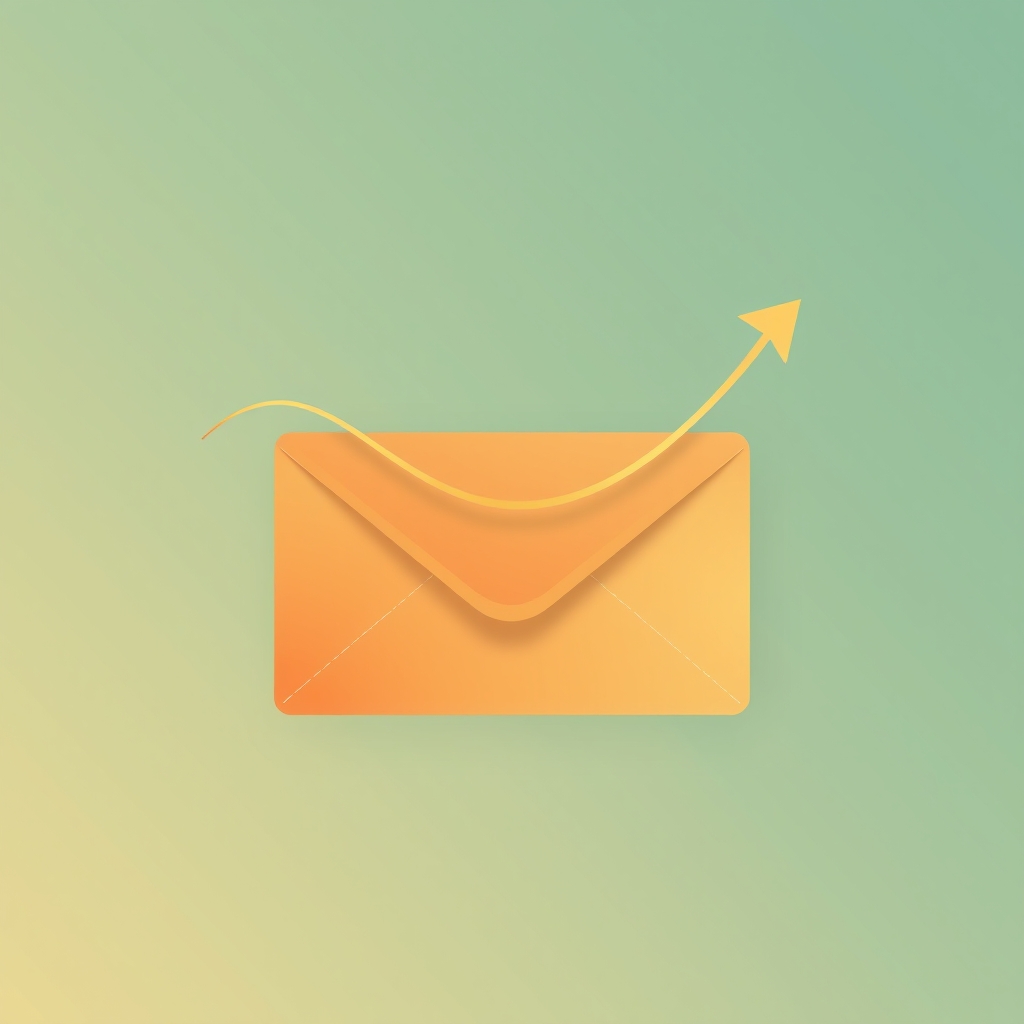 Two cost curves crossing over an abstract email envelope motif
