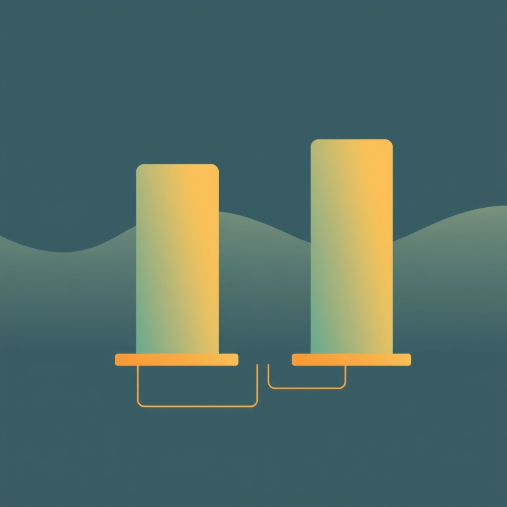 Two abstract database columns connected by query flow lines